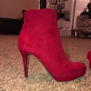 Women’s red high heel boots